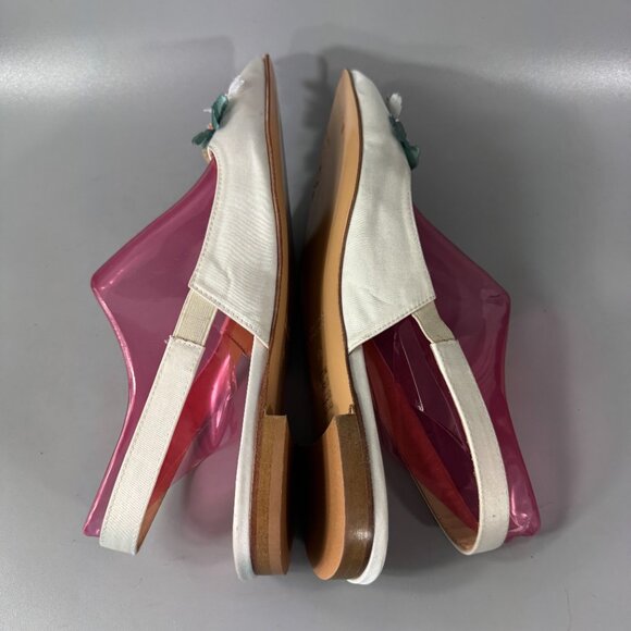 Pokemaoke BHLDN Alta 3D Flowers 6 Ivory Satin Floral Slingback , Size 40 - Picture 7 of 16